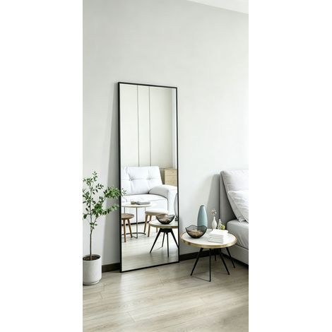Miroir sur pied 150 x 40 cm, Cadre en Aluminium, Corps Entier, Miroir Verre trempé – Pour chambre, salon, salle de bain