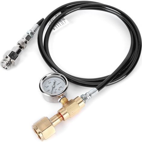 Tuyau à soda noir DIN477 de 1,5 m avec manomètre 3000 psi - Kit d'accessoires pour SodaStream/Soda Club (1/5)