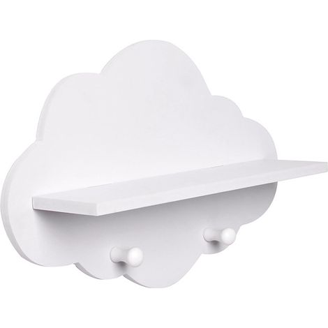 Porte-Manteau Mural pour Enfant « Nuage », Blanc, env. 34.7 x 7.8 x 23 cm, Rangement de vêtements pour Chambre d'enfant, patère