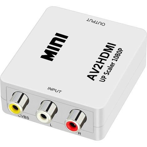 Adaptateur Rca Vers Hdmi - Convertisseur Cvbs Av Vers Hdmi 1080p - Compatible Pal Ntsc - Alimentation Usb - Pour Console Wii Dvd Vhs - 1 Pièce (1/5)