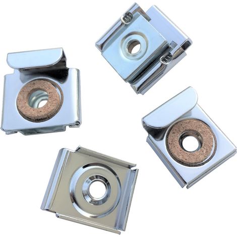 Kit de fixation murale pour miroir de salle de bain sans cadre - Pince à ressort effet chrome métallique avec vis et cheville par Reflex (1/2)