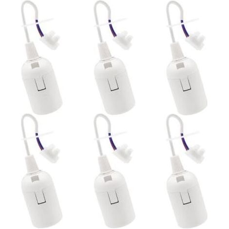 6 PCS Douille de Lampe E27 Support d'ampoule E27 rénovation Douille Blanc Douille de Bâtiment avec Câble Douille de Chantier 4A 250V Base de Lumière Douille de Suspension (max.60W) (1/5)