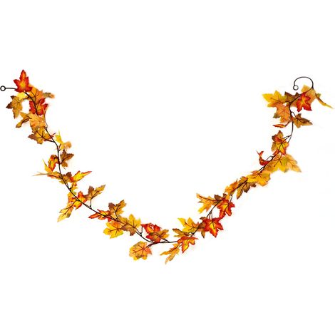 Guirlande d'automne avec Feuilles d'érable - 180 cm - Guirlande décorative Jaune et Orange pour fenêtre, Table et escalier (1/5)