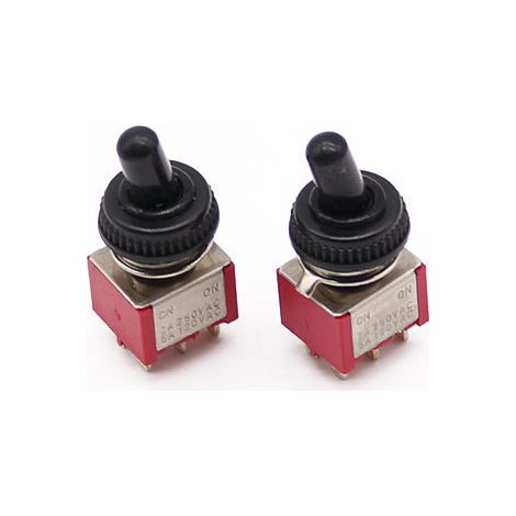 Toggle switch with waterproof cover, rocker arm, WPC-05, black dust cover, 6mm. (1/4)