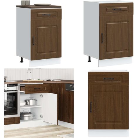 Mueble bajo de cocina Kalmar madera de ingeniería roble marrón - Almacenamiento bajo cocina - Cocina organizada