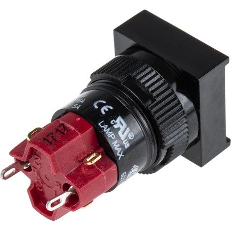 Bouton-poussoir, Verrouillable lumineux, Unipolaire à deux directions (1RT), 5 A @ 250 V c.a., Montage panneau ( Prix pour 1 ) (1/2)