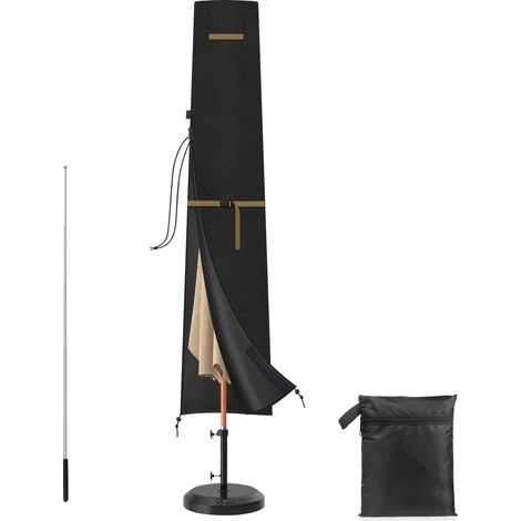 Housse Parasol Déporté Bache Parasol Deporte Housse de Protection pour Parasol avec Tige Télescopique et Fermeture éclair,Imperméable Anti-UV Housse Protection Parasol 200x30/40cm (1/5)