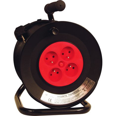 TEC HIT 6325 - Enrouleur Câble - Cordon 25m - 16 Ampèress/230 Volts - 3680 Watts