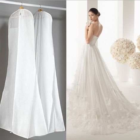 Housse De Rangement - Robe De Mariée - Tissu Non Tissé - 180 X 60 Cm - Respirant - Anti Poussière - 1 Pièce (1/5)