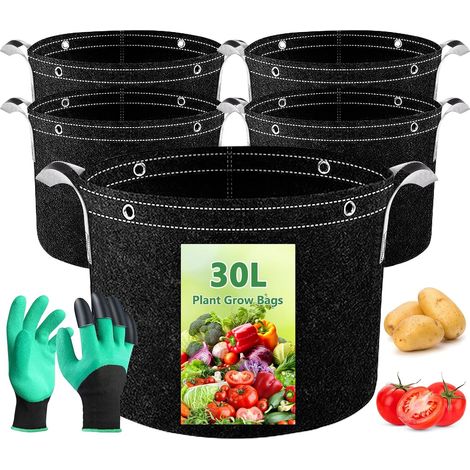 Pflanzsäcke – 5er-Pack – Vliesstoff – 30 l – Optimale Drainage – Für Garten und Balkon (1/5)