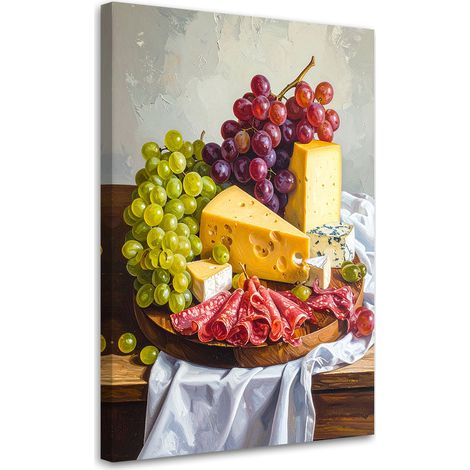 Wandbild Platte mit Wurst und Käse 40x60 cm