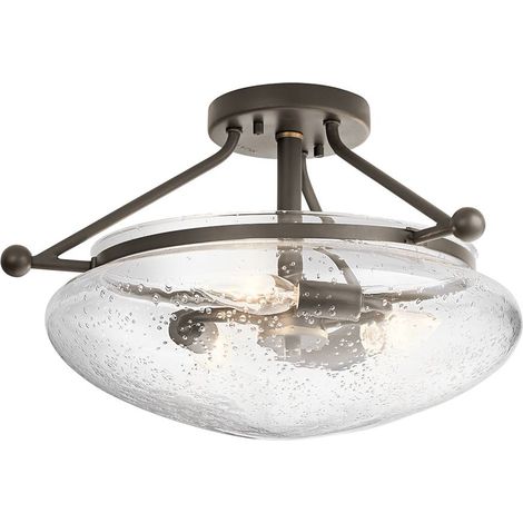 Deckenleuchte Deckenlampe Wohnzimmerlampe bronze Stahl Glas D 26,6 cm 1-flammig (1/4)