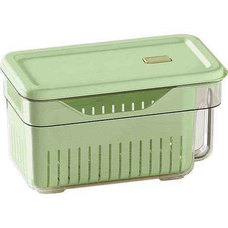Kühlschrank-Organizer, Aufbewahrungsbox für Lebensmittel, Küchenaufbewahrung mit Griff und Abtropffläche, ideal für Gemüse und andere Produkte (28,5 x 15,5 x 15,5 cm), platzsparende Lösung (1/5)