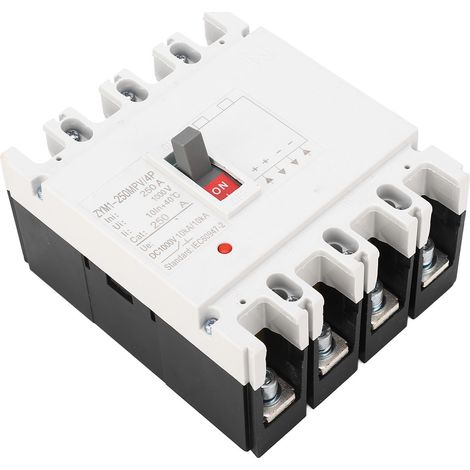 Disjoncteur 1000 V 200 A à boîtier moulé, contacts en alliage d'argent, 4 pôles, pour batterie solaire. (1/5)