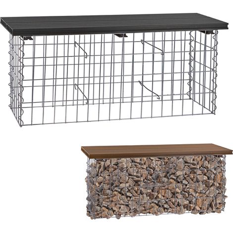 Gabionenbank Wuppertal 100x30x43cm anthrazit WPC Gartenbank Gabione Sitzbank (1/5)