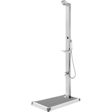 vidaXL Doccia da Giardino con Base Grigia 225 cm in Acciaio Inox