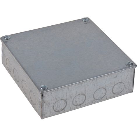 Rs Pro – Boîte de dérivation en acier galvanisé 150mm x 150mm – Profondeur 50mm – 6 ouvertures pour câblage flexible – Pour installations électriques (1/3)