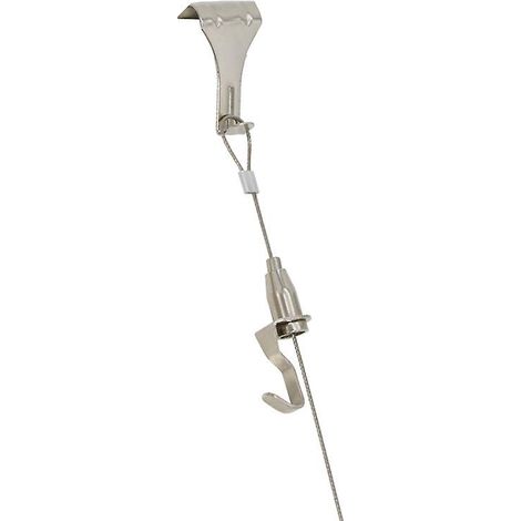 Kit de cimaises, 2 m, acier inoxydable 1,5 mm et crochet de fixation, supporte jusqu'à 40 kg, 5 pièces-AquaForge (1/2)