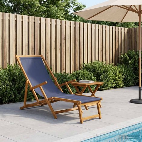 vidaXL Tumbona plegable 3 Posición Madera de Eucalipto Maciza Azul (1/5)