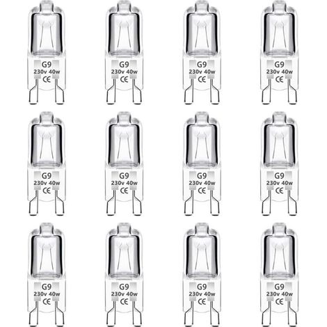 Lot de 12 Ampoule Halogène G9 40W 230V Dimmable 0-100%, 480LM, Blanc Chaud 2700K, G9 Bi-Pin Base Halogène Lampe, Sans Scintillement, pour Four, Lustres, Lampes de Paysage, Éclairage d\\\'armoire (1/5)