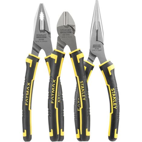 Stanley 4-84-488 Set Pinze Fatmax Universali Trochesi Becchi Mezzotondi 3 Pezzi