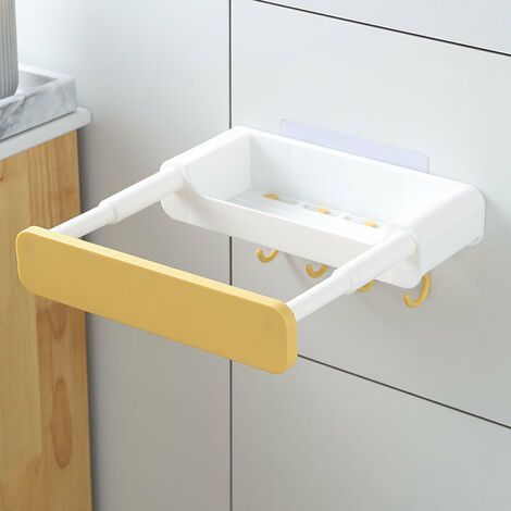 EASYCOMFORT Support d'Évier Dissimulé Rétractable - Sans Poinçonnage, Salle de Bain, Cuisine, Couvercle de Pot Jaune (1/5)