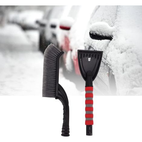Gratte-Ciel de Glace détachable de la Brosse de Neige, Outil de Retrait de Neige avec poignée en Mousse Ergonomique, camions de Voitures (Rouge Gris) (1/5)