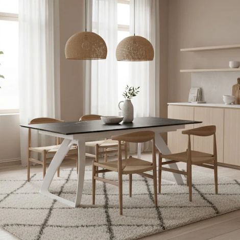 Grayson, Tavolo allungabile con top in HPL su MDF Nero (90cm X 170/270cm H. 76cm)  Duzzle (1/5)