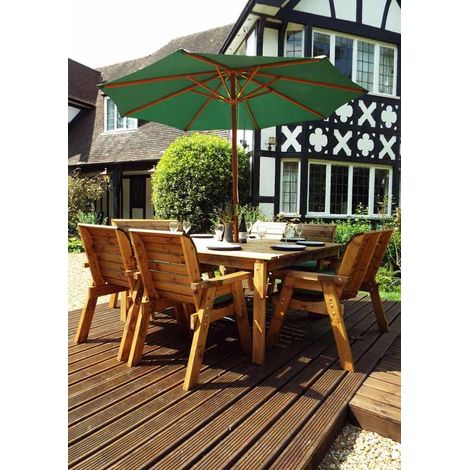 Eight Seater Square Table Set with Cushions - W250 x D250 x H98 - Fully Assembled - Green