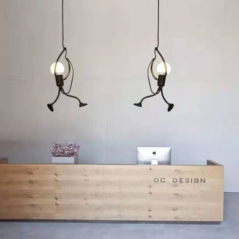 Lustre moderne, design créatif de dessin animé Iron Man, adapté pour salle à manger, chambre à coucher, cuisine, chambre à coucher, salon, noir (1/4)