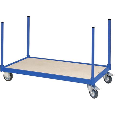 BRB Rungenwagen, Tragkraft 250 kg, LxB 1x500 mm, stabile Stahlrohrkonstruktion, 2 Bockrollen, 2 Lenkrollen mit Bremse