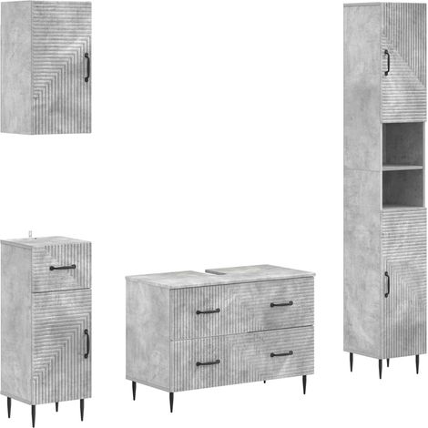 Maison Exclusive - Set di Mobili da Bagno da 4 Pezzi HAARLEM Grigio Cemento (1/5)