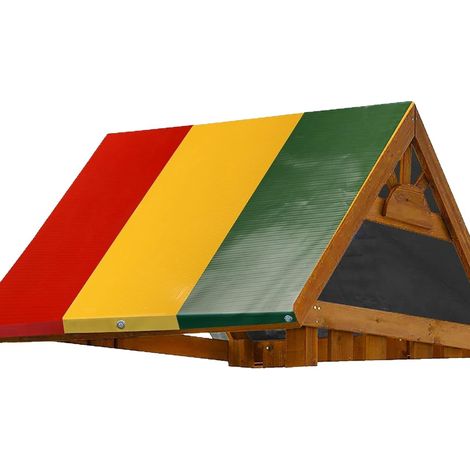 Toile de rechange étanche et colorée pour balancelle de jardin, remplacement anti-UV et pluie, Composition : 132 × 226 cm, Couleur : rouge, jaune et vert (1/5)