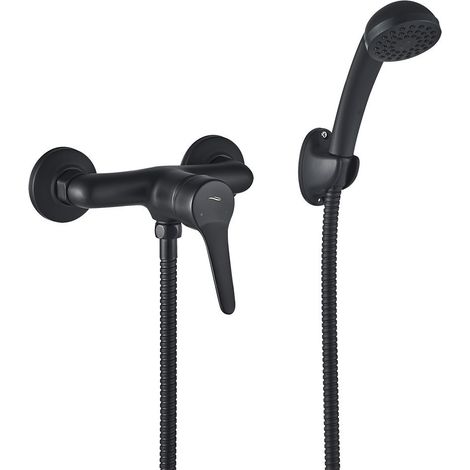Set miscelatore doccia Kuchinox Fene nero con doccetta e tubo flessibile (1/5)