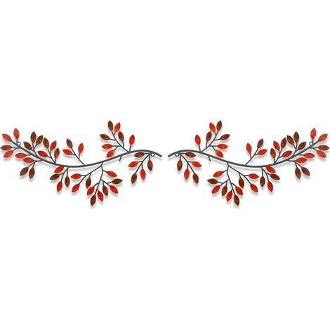 BRAVIX feuilles decoration murale metal, (2Pack) decoration murale decoration anniversaire décoration decoration chambre mariage accessoires intérieure salon maison tableau decoration murale salon (ro (1/5)