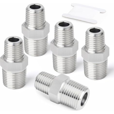 5 pièces raccords hexagonaux mâles réducteurs en acier inoxydable 304, adaptateur réducteur fileté BSP 3/8" x 1/4" pour plomberie, conduites d'eau et de gaz