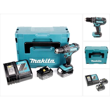 Makita DHP 482 RTJ Perceuse-visseuse à percussion sans fil 18V 62Nm en Makpac + 2x 5,0 Ah batterie + chargeur (1/4)