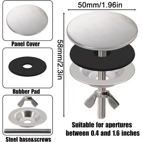 Cache Trou Evier Cuisine Couvercle Trou Robinet Inoxydable Bouchon Bache Trou evier Obturateur pour Bouchon de Trou de Robinet d'Évier (1/5)