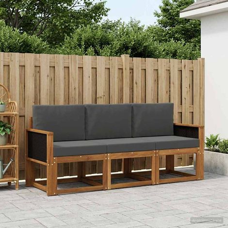 vidaXL Set di divani da esterno 3 pz Naturale e Antracite (1/5)