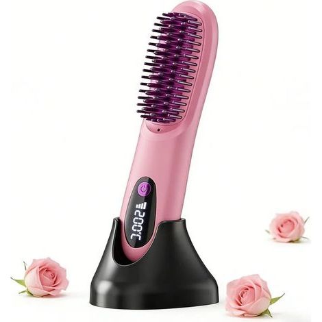 Brosse de coiffage professionnelle, trois réglages de température, adaptée à tous les types de cheveux, une brosse de coiffage spécialement conçue pour les soins capillaires. (1/5)