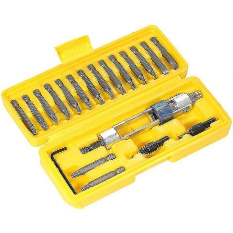 Set mit 20 Schraubendreherbits aus Chrom-Vanadium-Stahl inklusive Inbusschlüssel (1/4)
