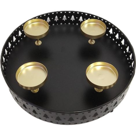 TrendLine Adventskranz Metall 30 x 30 x 6,5 cm