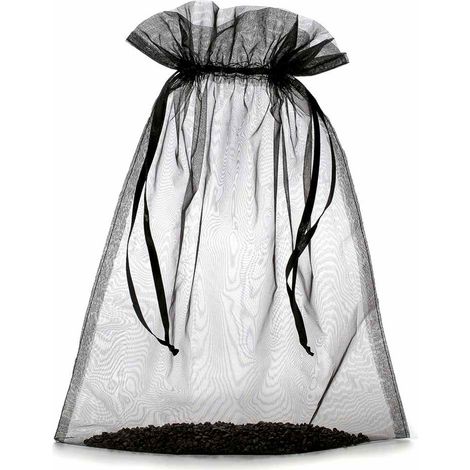 Sacchetto in organza nero con coulisse di chiusura in raso è una soluzione pratica e veloce, set da 20 pezzi, cm 30x40H (al tirante 32,5)