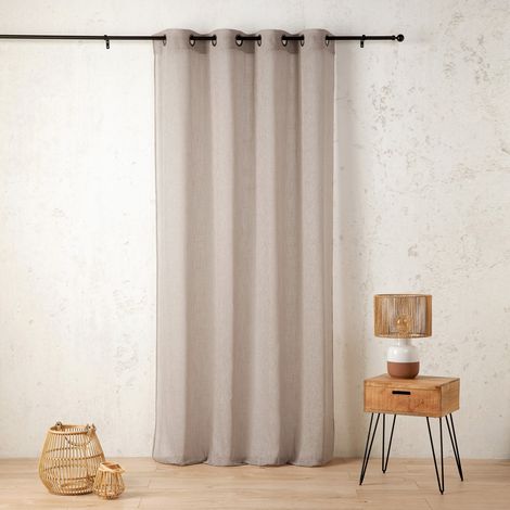 Voilage en polycoton chiné Taupe 160x260 cm (1/2)