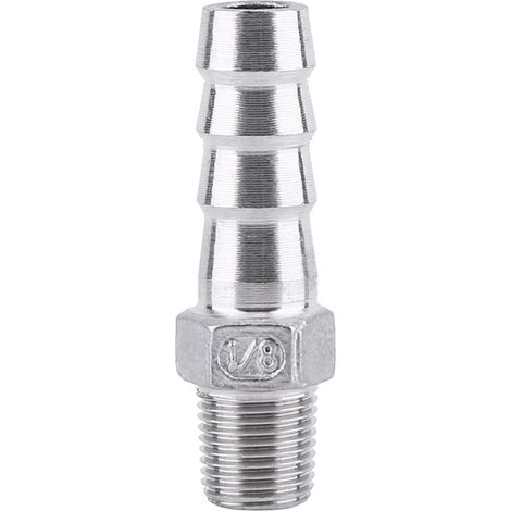 Raccord de tuyau cannelé en acier inoxydable à filetage mâle (1/8" x 10 mm) (1/4)