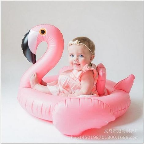 Bouée Bébé Flamant Gonflable - Marque - Rose - Sécurité et Renforçage (1/4)