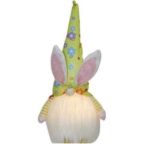 Lapin de Pâques gnome avec lumière LED, peluche lapin Tomte suédoise faite main pour D (1/5)