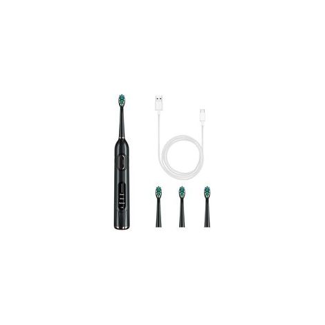 Brosse à dents électrique, 36000 oscillations / min, 3 modes, résistant à l'eau, conception ergonomique, 4 têtes incluses, noir (1/5)