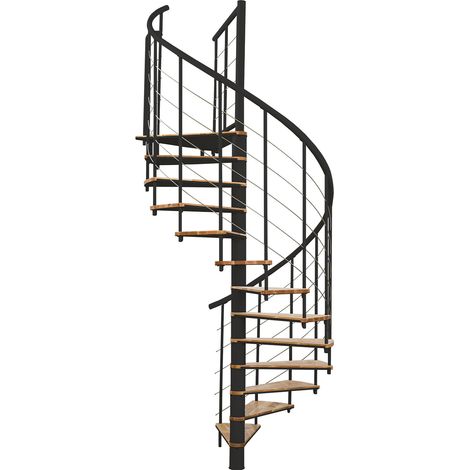 Minka Spindeltreppe Fusion 37 - 295cm Geschosshöhe Buche Schwarz 160cm Durchmesser (1/5)