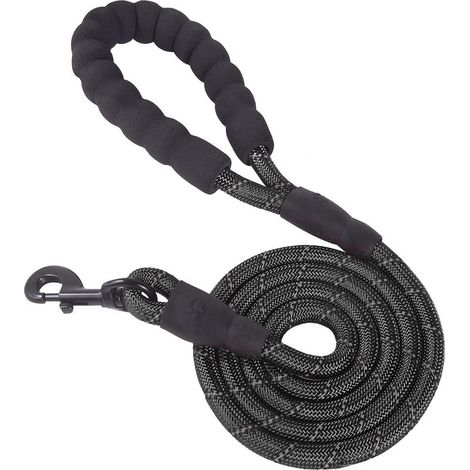 1 Laisse pour chien, 2 m, corde en nylon haute résistance, poignée néoprène rembourrée, pivot 360°, réfléchissante, pour petits à grands chiens (1/5)